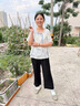 俞兆林媽媽夏裝套裝50-60歲洋氣2025新款中老年人女新中式t恤老太太衣服 藍色上衣+米色褲子 XL 建議80-105斤 曬單實拍圖