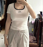 FILA 斐樂(lè)官方小狐貍女裝針織短袖2025夏新款時(shí)尚休閑簡(jiǎn)約修身U領(lǐng)T恤 云菇白-WT L 170/88A/L 曬單實(shí)拍圖