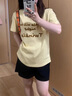 斤慕多巴胺黃色圓領(lǐng)短袖t恤女夏季2025新款學(xué)生百搭寬松純棉體恤上衣 奶黃色 M （建議100-110斤） 曬單實(shí)拍圖