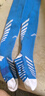 李寧（LI-NING）足球襪兒童長筒襪過膝防滑訓(xùn)練護(hù)腿板襪套高筒長襪子男藍(lán)白-S 曬單實(shí)拍圖