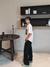 POUM涼感刺繡速干褲子男士春季秋款戶(hù)外運動(dòng)透氣直筒褲K81黑色L 曬單實(shí)拍圖