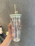 星巴克杯子春日花薄荷綠櫻花粉色高顏值玻璃吸管杯合集大容量夏季水杯子 600ml春日花薄荷綠玻璃吸管杯 曬單實(shí)拍圖