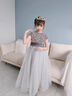乖奇奇（ALERTCHYCHY）兒童禮服公主裙花童婚紗小女孩生日主持人高端女童鋼琴演出服大童 灰色長(zhǎng)款無(wú)袖01-C2 130cm(130cm) 曬單實(shí)拍圖