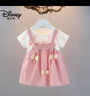 迪士尼（Disney）夏款連衣裙女童假兩件薄款韓版女寶寶夏天女孩裙子?jì)胗變合募疽路?波點(diǎn)蝴蝶 粉色 80cm 曬單實(shí)拍圖