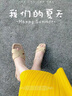 達芙妮（DAPHNE）拖鞋女粗跟涼拖外穿一字拖2024夏季新款休閑時尚百搭半拖 米色 37 (235mm) 曬單實拍圖