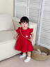 G.DUCKKIDS小黃鴨女童連衣裙夏季薄款嬰兒裙子純棉公主裙紅色女寶寶周歲禮服 紅色 90 建議1~2歲【 80-90cm】cm 曬單實(shí)拍圖