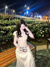 多菲尼森 法式V領(lǐng)碎花連衣裙女夏季氣質(zhì)高級感度假風(fēng)收腰顯瘦a字長裙子 碎花連衣裙白色 L 【110-125斤】 曬單實(shí)拍圖