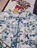 恒源祥中老年人薄款睡衣女棉透氣碎花老奶奶夏季媽媽開(kāi)衫家居服睡衣 藍祥云套裝 XL 曬單實(shí)拍圖