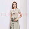 S.DEER夏季圣迪奧女裝圓領(lǐng)印花不規(guī)則兩件短袖T恤S21280157 粉棕/39 M 165 曬單實(shí)拍圖