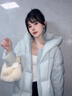 DRPR品牌女裝新品羽絨服女白鴨絨2025冬季新款氣質(zhì)寬松外套保暖長款 天空藍 S 曬單實拍圖