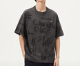gxg.jeans男裝涂鴉字母滿印時尚圓領(lǐng)短袖T恤男25夏新品 深灰色 185/XXL 曬單實拍圖