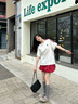 LDBE美式復(fù)古V領(lǐng)三條杠短袖t恤女寬松夏季2025新款設(shè)計(jì)感刺繡小熊上衣 白色 M 【80-100斤】 曬單實(shí)拍圖