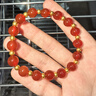 石玥珠寶收藏級8mm紅瑪瑙手串本命年黃金足金轉運珠水晶瑪瑙手鏈男女士款 曬單實(shí)拍圖