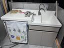 陽(yáng)臺洗衣機一體柜高低盆洗衣洗手池一體臺盆柜滾筒洗衣機伴侶組合 140cm高低右盆丨奶茶色 曬單實(shí)拍圖