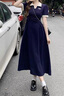 妙奕嘉大碼polo領(lǐng)連衣裙裙子女2025夏季新款高級感減齡遮肚子學(xué)院風(fēng)長裙 海軍領(lǐng)藏藍(lán)色Polo收腰長裙 XL 【建議115-130斤】 曬單實拍圖