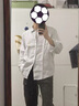 無(wú)印良品（MUJI）男式 漢麻水洗 長(zhǎng)袖襯衫 男士襯衣外套上衣男款夏季 男裝AC218A5S 灰色條紋 L (175/100A) 曬單實(shí)拍圖