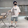男童夏裝套裝2025新款痞帥兒童短袖衣服洋氣潮寶寶夏天薄款兩件套 EK短袖套裝-綠色 100 適合身高90-100cm 曬單實拍圖
