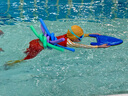 速比濤（Speedo）兒童泳鏡海洋Q隊嬰幼兒習泳泳鏡游泳訓練護目易調節 藍/綠 曬單實(shí)拍圖
