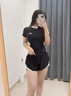 南木熊泳衣女士溫泉遮肉肚子游泳衣分體衣短袖防曬保守顯瘦專業(yè)泳裝外穿 黑色分體泳衣【75-120】 曬單實(shí)拍圖