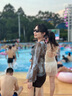 麓格立 比基尼女泳衣新款海邊泡溫泉泳衣性感復古長袖罩衫分體度假泳裝 棕色比基尼【建議80-120斤】 曬單實拍圖