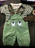 G.duck小黃鴨2025夏季新款男女童卡通圓領(lǐng)短袖套裝寶寶休閑背帶褲兩件套 綠色 90 cm 曬單實(shí)拍圖
