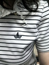 Navigare意大利小帆船條紋T恤衫女25夏季新款斜門襟POLO衫短袖翻領體恤衫 白底黑紋 M 曬單實拍圖