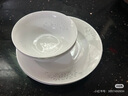 富玉景德鎮(zhèn)陶瓷碗中式高檔餐具純素玲瓏盤子家用菜盤散件送禮禮物 玉牡丹 8.5寸湯碗（拍5發(fā)6） 曬單實(shí)拍圖