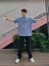 Calvin KleinJeans25夏季男女情侶休閑字母ck純棉落肩寬松重磅短袖T恤上衣 TMP-星藍 S 曬單實(shí)拍圖