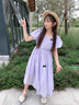 皮爾卡丹（pierre cardin）女大童夏裝連衣裙2025新款少女學生公主長裙子女孩雪紡沙灘裙夏季 紫色 170 【建議咨詢客服再定尺碼】 曬單實拍圖
