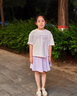 Skechers斯凱奇透氣女童夏季寬松t恤短袖短裙兒童運動套裝L225G038 蘭花紫色/01X5 150 曬單實拍圖