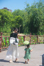 初語(yǔ)提花肌理寬松闊腿褲女2025夏季新款松弛飄逸山本褲休閑褲子 米杏色 M 曬單實(shí)拍圖