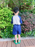 巴帝巴帝夏季嬰幼兒童純棉t恤短褲套裝男女童寶寶套裝 寶藍(lán) 吉他獅子 130 曬單實拍圖