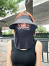 卡爾美（KELME）防曬面罩磁吸遮陽帽女2025新款全臉醫(yī)美防護蛋卷帽空頂帽子太陽帽 曬單實拍圖