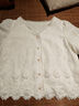 香影法式刺繡鏤空襯衫女2025夏新款白色v領(lǐng)時(shí)尚花邊短袖上衣襯衣 米白 S 155/80A/85-95斤 曬單實(shí)拍圖