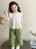 G.DUCKKIDS小黃鴨女童套裝夏季2025新款洋氣女孩寶寶夏款兩件套兒童夏裝無袖 3204-娃娃衫套裝 140 (建議125-135cm 7-8周歲） 曬單實(shí)拍圖