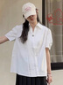 范思藍(lán)恩設(shè)計(jì)感V領(lǐng)襯衫女2025夏新款寬松白色短袖襯衣上衣2213 白色 XS 曬單實(shí)拍圖