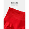 TINGE新疆長絨棉女士內(nèi)褲高腰本命年紅色蛇年蕾絲內(nèi)褲女純棉抗菌底襠 曬單實(shí)拍圖