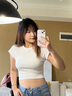 AAISUP美式基礎款白色純棉正肩短袖T恤女夏季2025新款修身顯瘦短款上衣 白色 M 曬單實(shí)拍圖