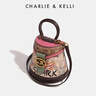 CHARLIE&KELLI CK品牌包包女包2025新款七夕實(shí)用禮物涂鴉半圓水桶包手提斜挎包 玫粉色【代寫賀卡 女神節(jié)禮物】 曬單實(shí)拍圖