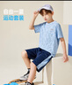 ASK JUNIOR瞬透系列】男童速干套裝夏薄透氣兒童短袖t恤短褲兩件 藍(lán)色 140 曬單實(shí)拍圖
