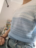 茵曼（INMAN）丁達(dá)爾漸變色圓領(lǐng)針織衫短袖T恤女裝2025夏季新款上衣 藍(lán)白條 S 曬單實(shí)拍圖