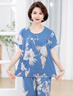 古今（GUJIN）春夏新品睡衣女媽媽中老年家居服棉綢寬松大碼可外穿睡褲套裝3XL 曬單實(shí)拍圖