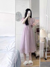 月半晴（YUEBANQING）紫色連衣裙女夏2025新款感荷葉邊仙女裙法式V領(lǐng)收腰顯瘦長(zhǎng)裙 連衣裙 S 曬單實(shí)拍圖