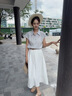 尚靜套裝裙子女25年夏新女裝小清新通勤豎條紋短袖襯衣半裙兩件套女 藍(lán)色條紋+白色 M 曬單實(shí)拍圖