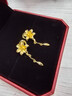 周大福百合花 足金黃金耳飾(工費:220計價)EOF848生日禮物 足金 約4.65g 曬單實拍圖