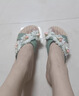 桂岐布花三花朵一字拖鞋女夏外穿時(shí)尚耐磨防滑交叉帶平底沙灘鞋女涼鞋 綠色 【尺碼偏小，建議拍大一碼】 38-39 曬單實(shí)拍圖