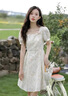 恰凡（QIAFAN）連衣裙法式茶歇碎花夏季時尚寬松小個子氣質(zhì)小清新中裙2025新款裙 圖片色 S  【80-95斤】 曬單實拍圖