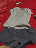 百思絨專業(yè)跑步運動套裝女防走光夏季透氣瑜伽服粉紫上衣+紫短褲 M 曬單實拍圖