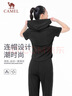 駱駝（CAMEL）跑步健身兩件套女休閑修身彈力透氣套裝 Y24BASLU013 幻影黑 XXL 曬單實拍圖