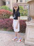 G.DUCKKIDS女童牛仔中褲夏季薄款兒童夏款短褲外穿洋氣中大童女孩夏裝五分褲 米白色 170 建議15歲 曬單實(shí)拍圖